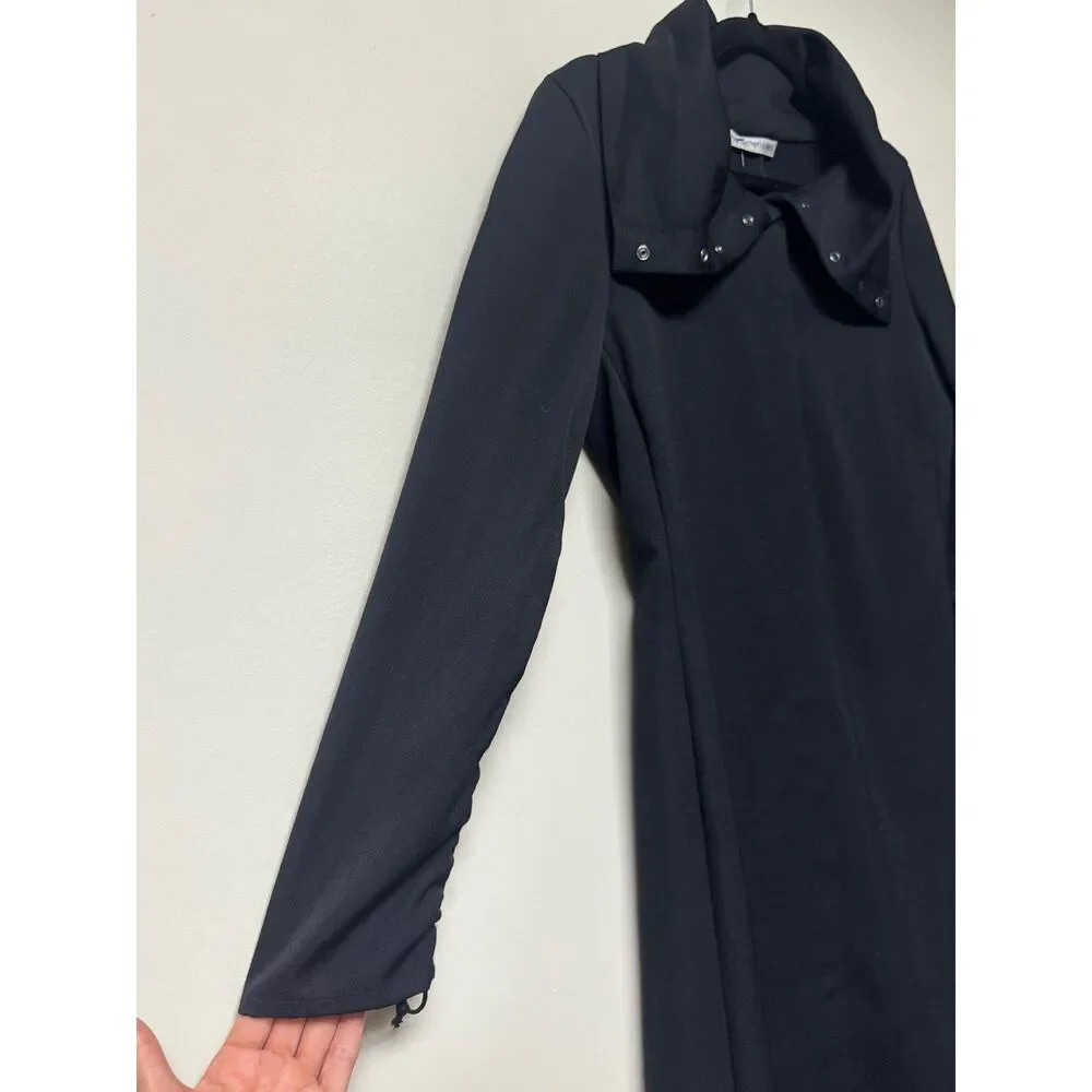 EMPORIO ARMANI 100% Wool Snap Front Lightweight Duster/Coat, Black, Sz 42/S